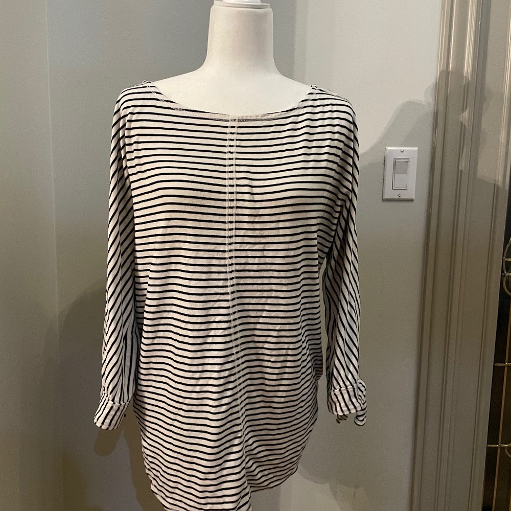 black and white striped long sleeve shirt